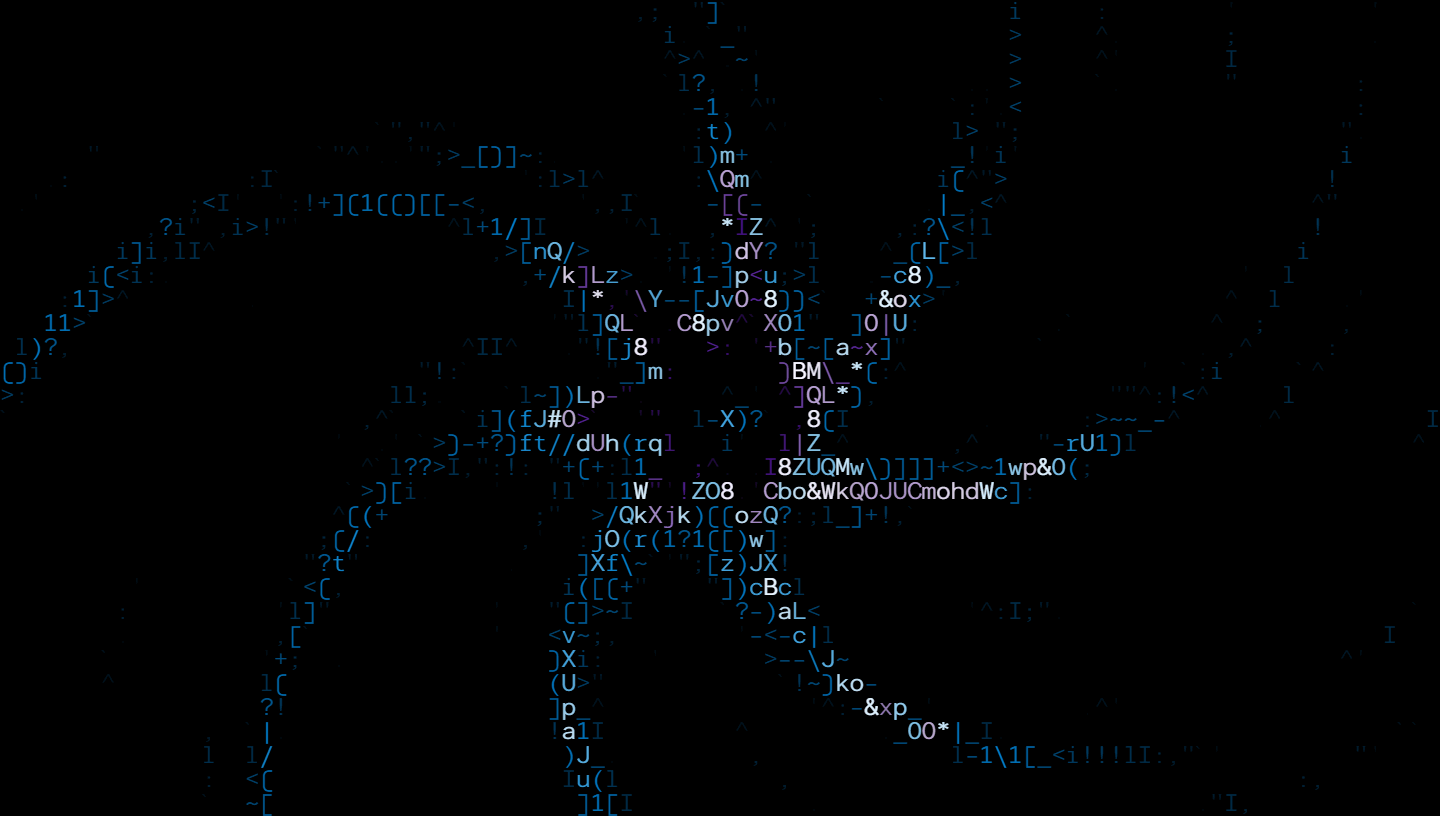 ASCII video effect preview on a black background