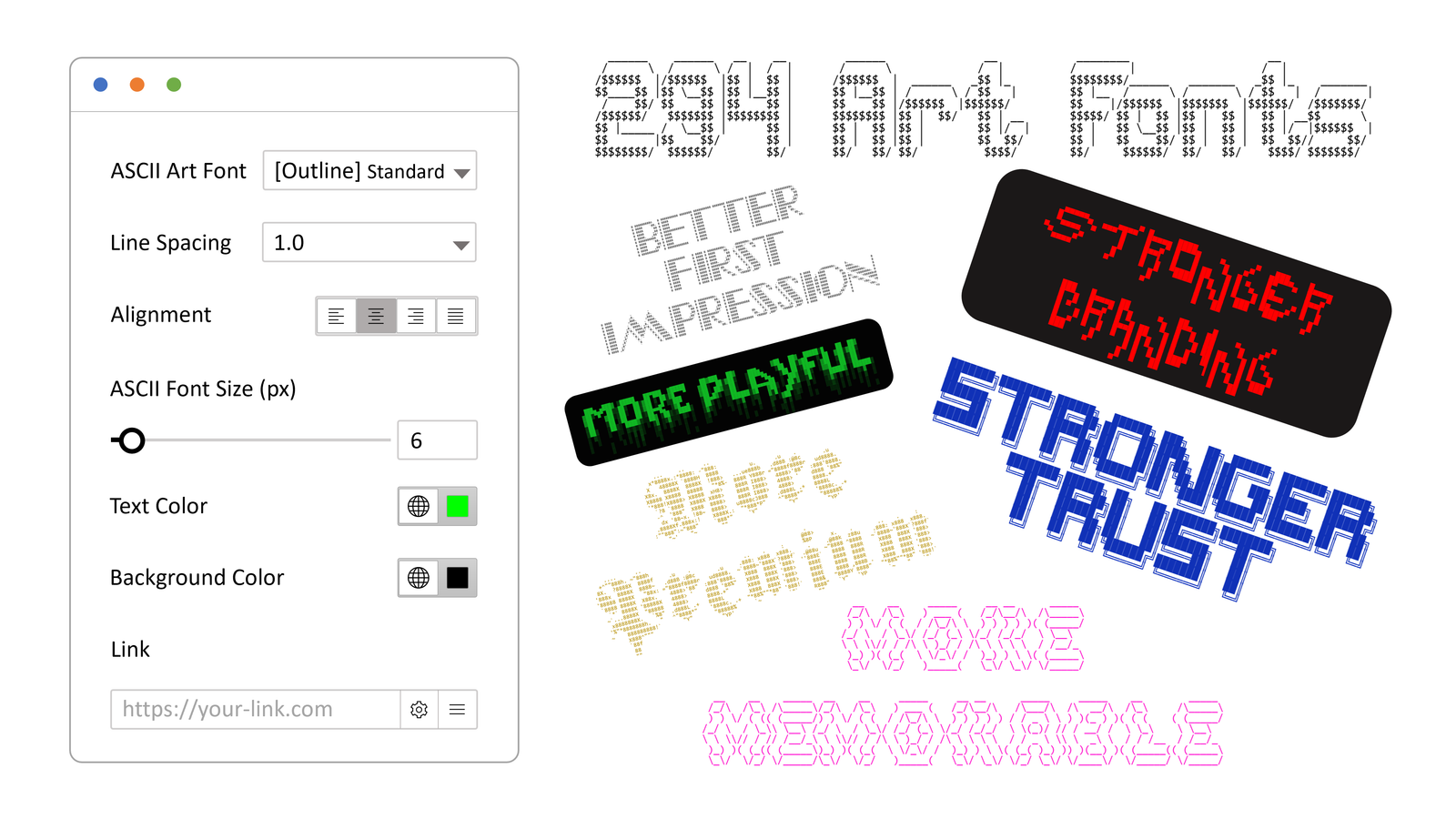 ASCII text art hero moment for WordPress launch page