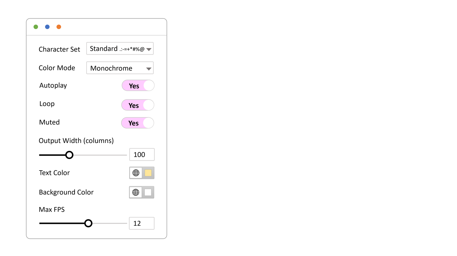 ASCII motion and visual style preview